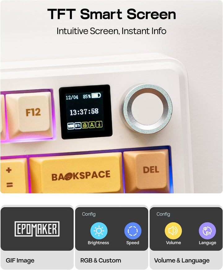 EPOMAKER X Aula F75 MAX Teclado mecánico inalámbrico con pantalla T...