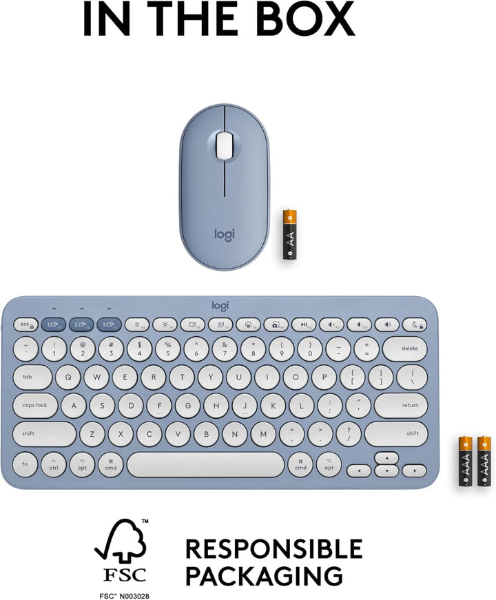 Logitech Pebble 2 Combo para Mac, Teclado y Mouse Inalámbricos, Del...