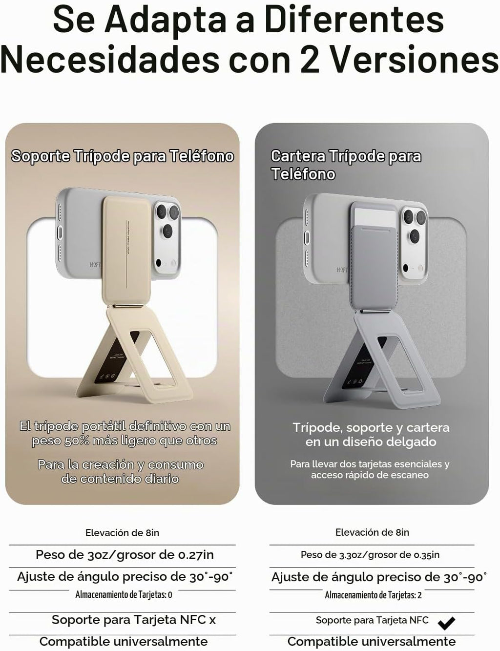 MOFT Soporte de trípode para teléfono, palo de selfie portátil para iPhone