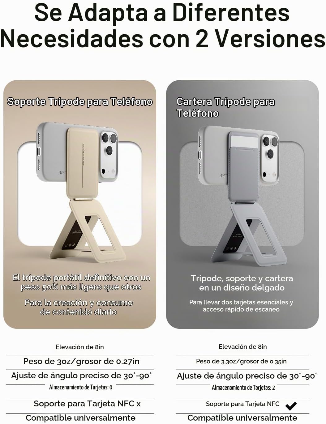 MOFT Soporte de trípode para teléfono, palo de selfie portátil para iPhone