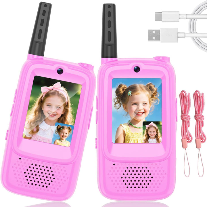 Walkie Talkies de video para niños, paquete de 2 walkie talkies rec...
