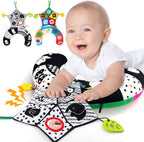 teytoy Almohada Tummy Time con alfombrilla arrugada y mordedores, juguetes para bebés en blanco y negro de alto contrasto con espejo, juguete sensorial Montessori para gatear para bebés recién nacidos