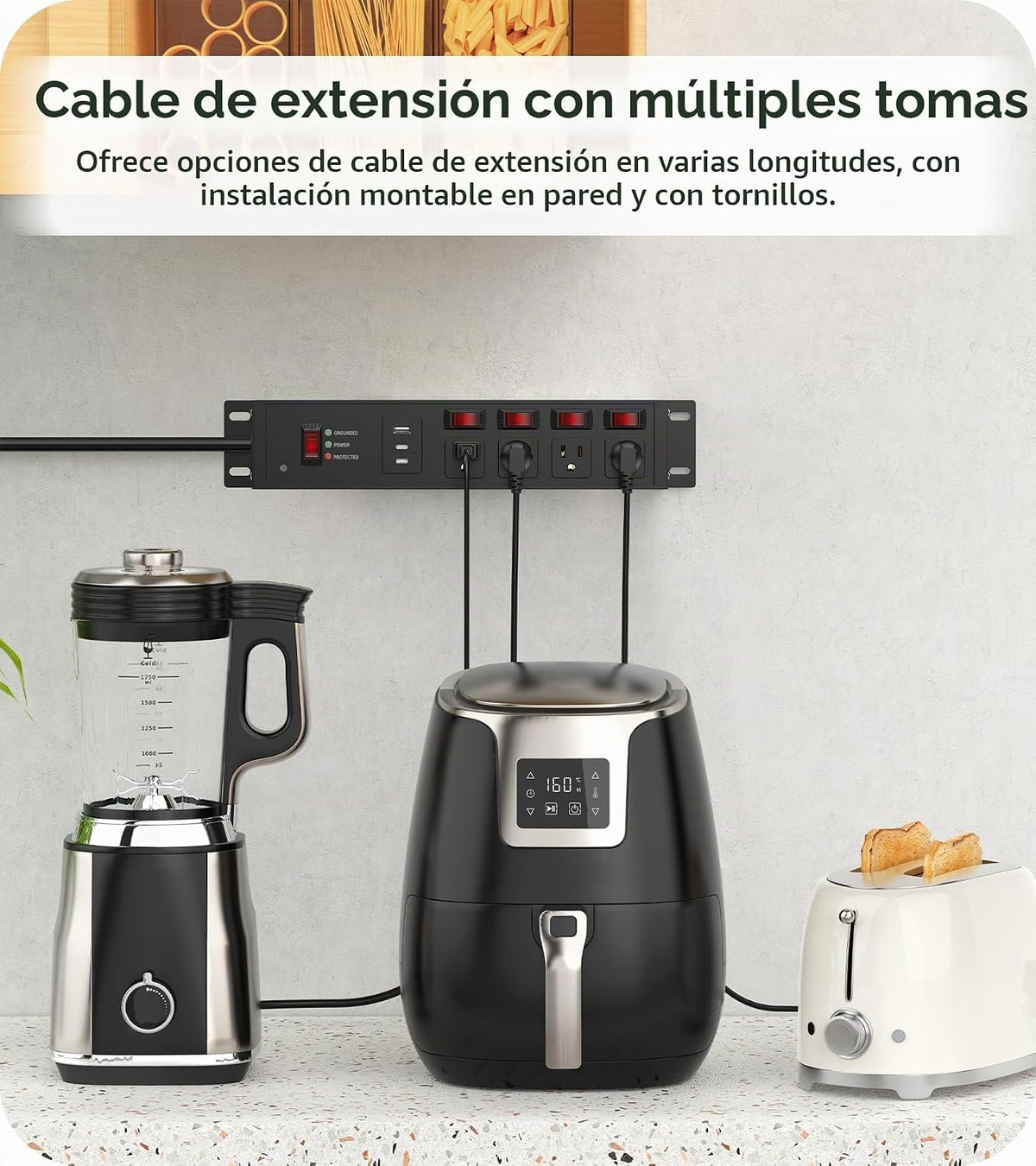 CCCEI Protector de sobretensiones resistente, calibre 12, puertos USB