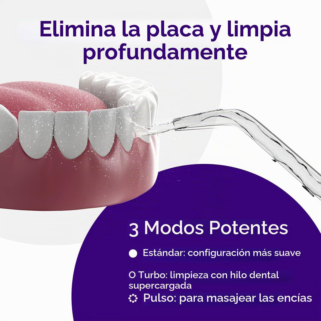 BURST Water Flosser Eléctrico para limpieza de dientes (3 modos/Blanco)