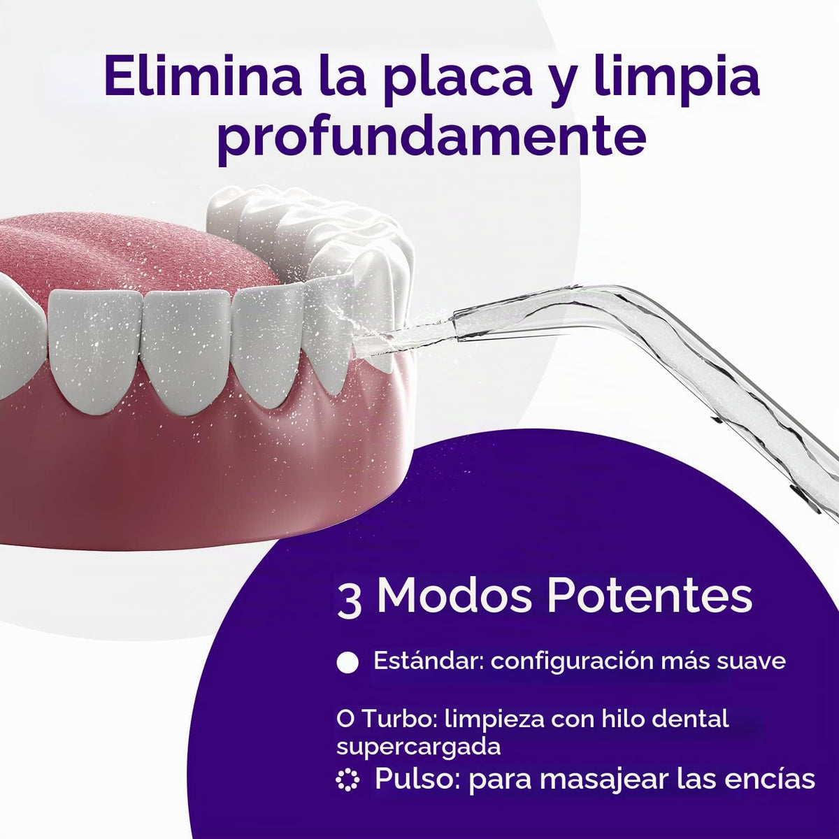 BURST Water Flosser Eléctrico para limpieza de dientes (3 modos/Blanco)