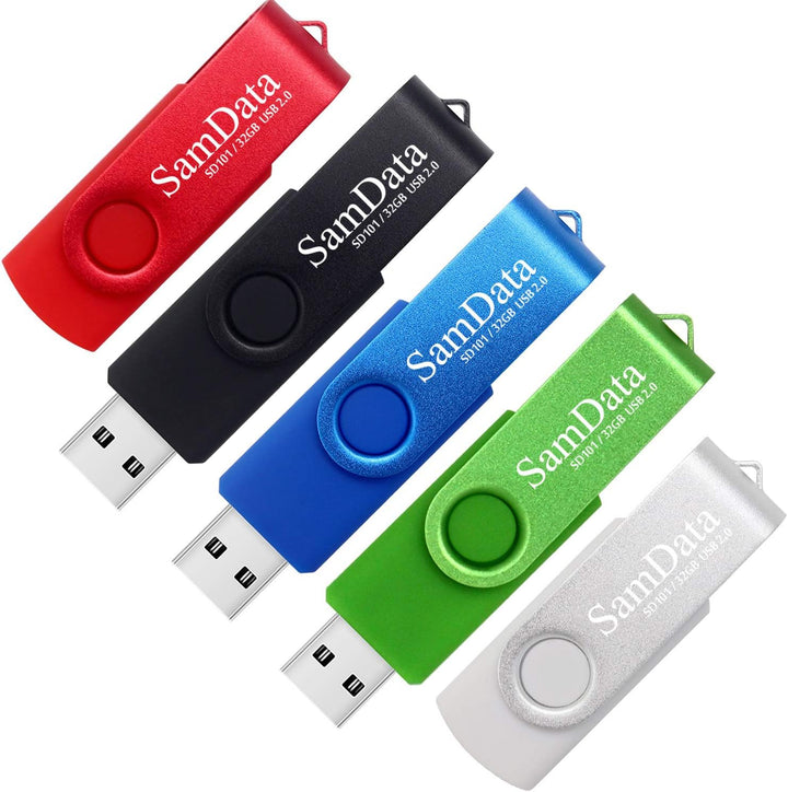 SamData - Unidades flash USB de 32 GB, paquete de 5 unidades, con l...