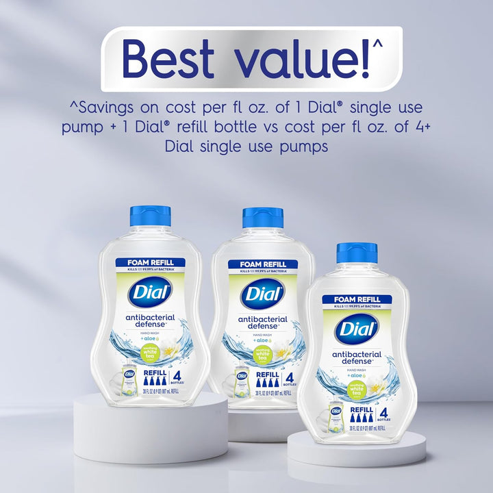 Dial Antibacterial Defense - Jabón de manos espumoso + aloe, té bla...