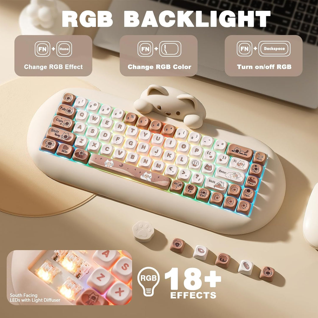 YUNZII Teclado mecánico inalámbrico C68, distribución 65%, intercam...