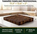 SHUMARU Tabla de cortar de grano final de 17.3 × 12.6 × 2 pulgadas, bloque de carnicero profesional de tamaño familiar, bloque de cortar de madera exótica gruesa, tabla de cortar de madera apta para