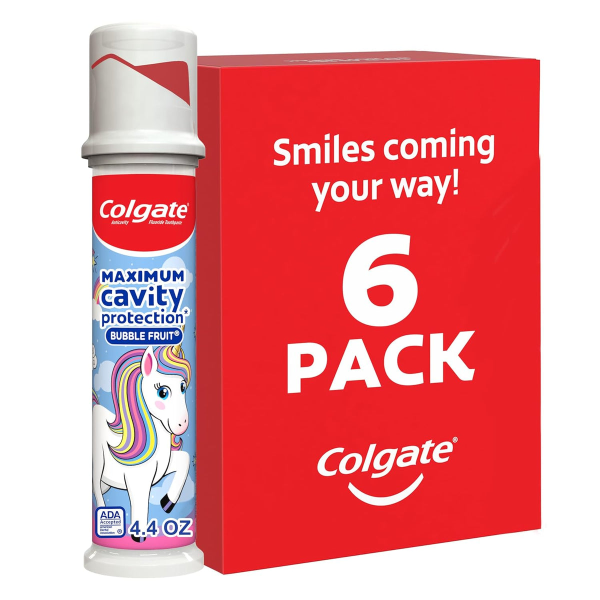 Colgate Bomba de pasta de dientes de unicornio para niños con flúor...