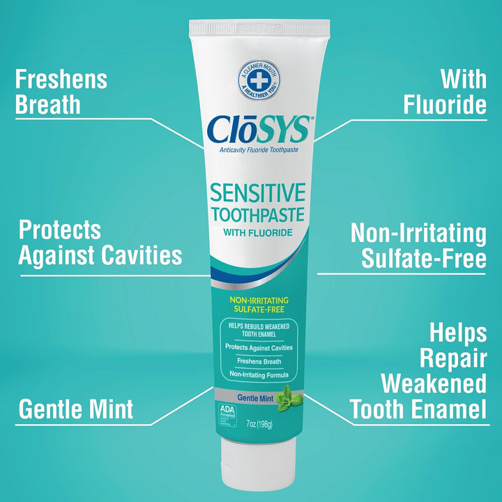 CloSYS Pasta dental con flúor, 7 onzas (Paquete de 2) Menta suave,...