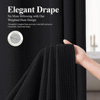 3 en 1 Waffle Shower Curtain Set con PEVA Liner 72Wx72H negro