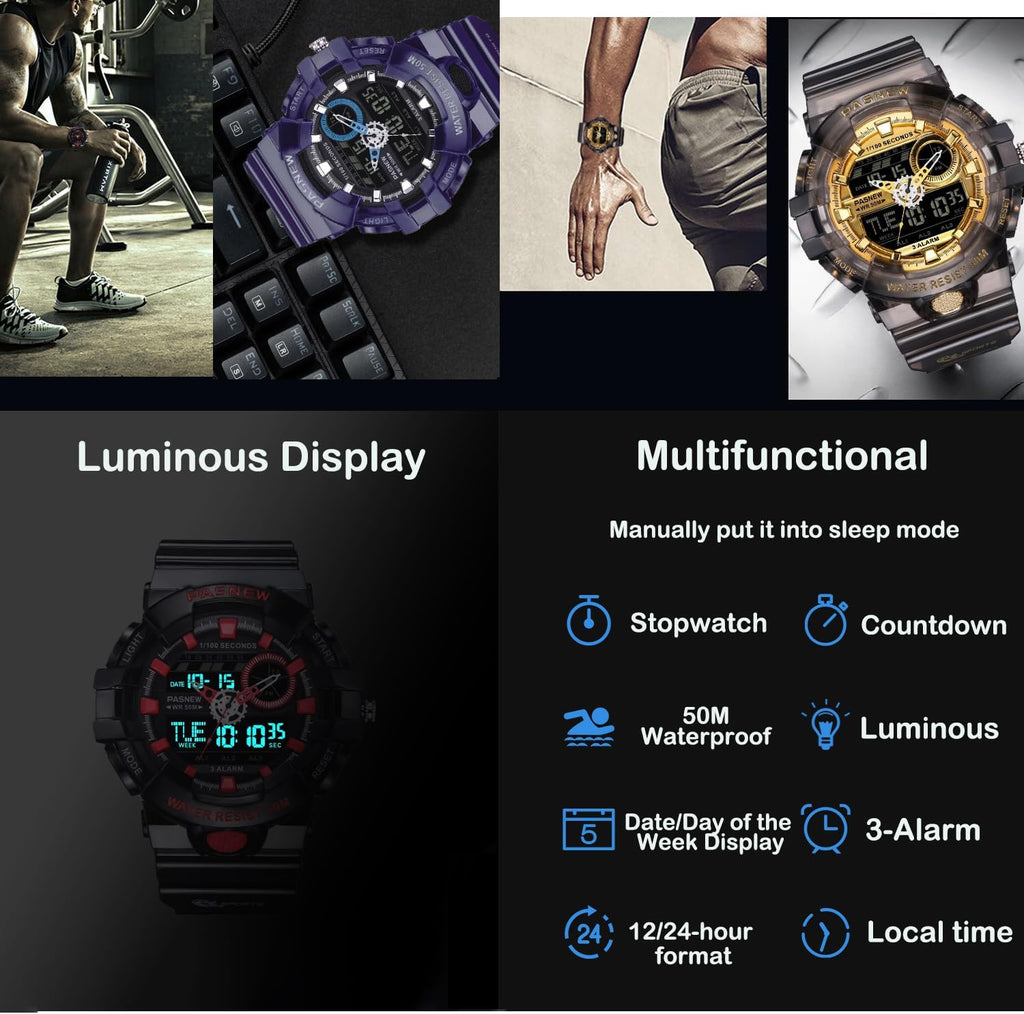 PASNEW Reloj Digital-Analógico para Adolescentes, Niño/Nina