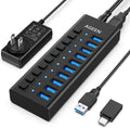 AGEEN, hub USB 3.2 de 10 puertos, alimentado, adaptador 12V/4A