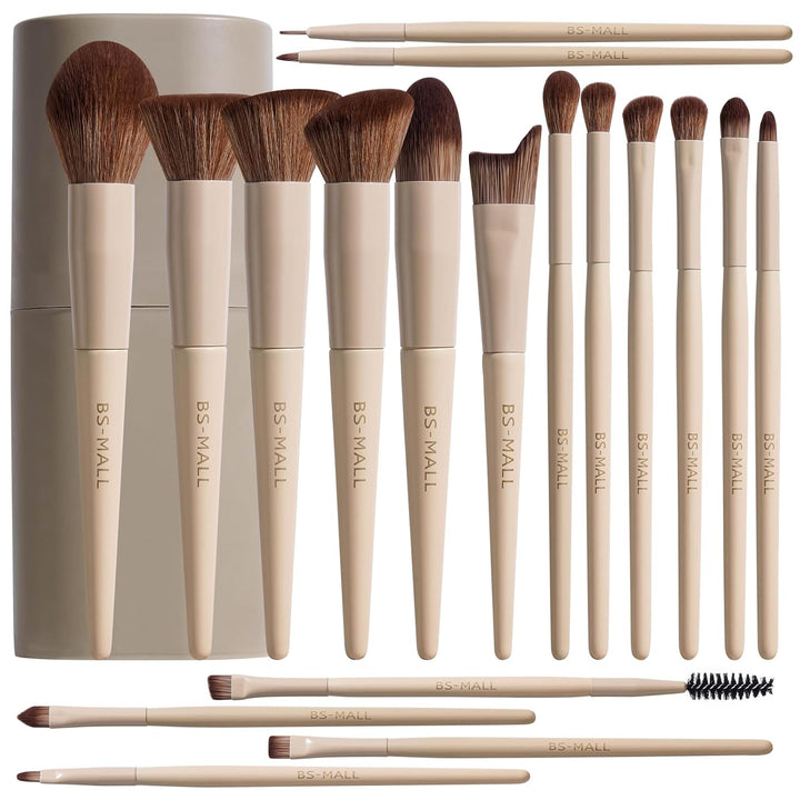 BS-MALL - Juego profesional de 18 brochas de maquillaje con cerdas...