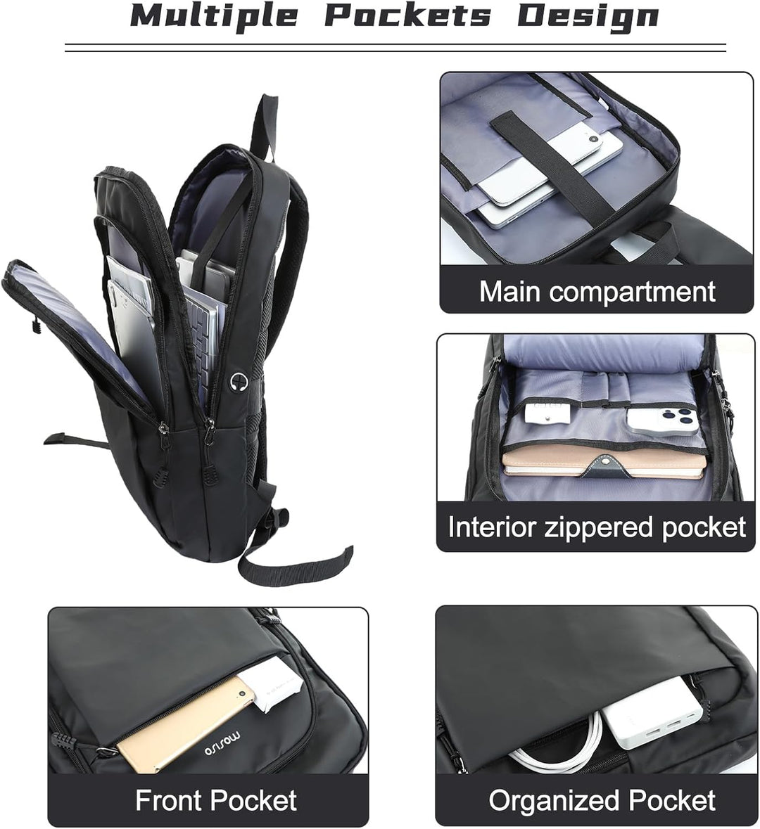 MOSISO Mochila para laptop, mochila compacta y delgada para computa...