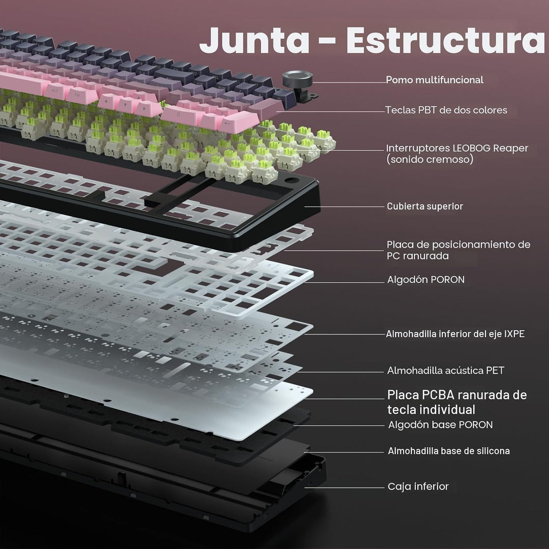 Teclado mecánico inalámbrico AULA F99 Pro con perilla, teclado trim...
