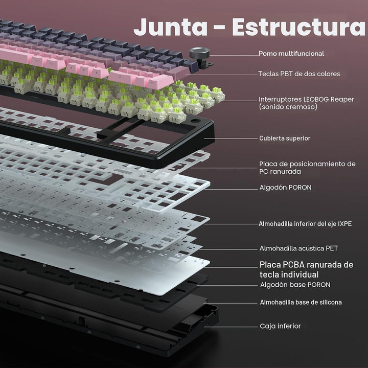 Teclado mecánico inalámbrico AULA F99 Pro con perilla, teclado trim...