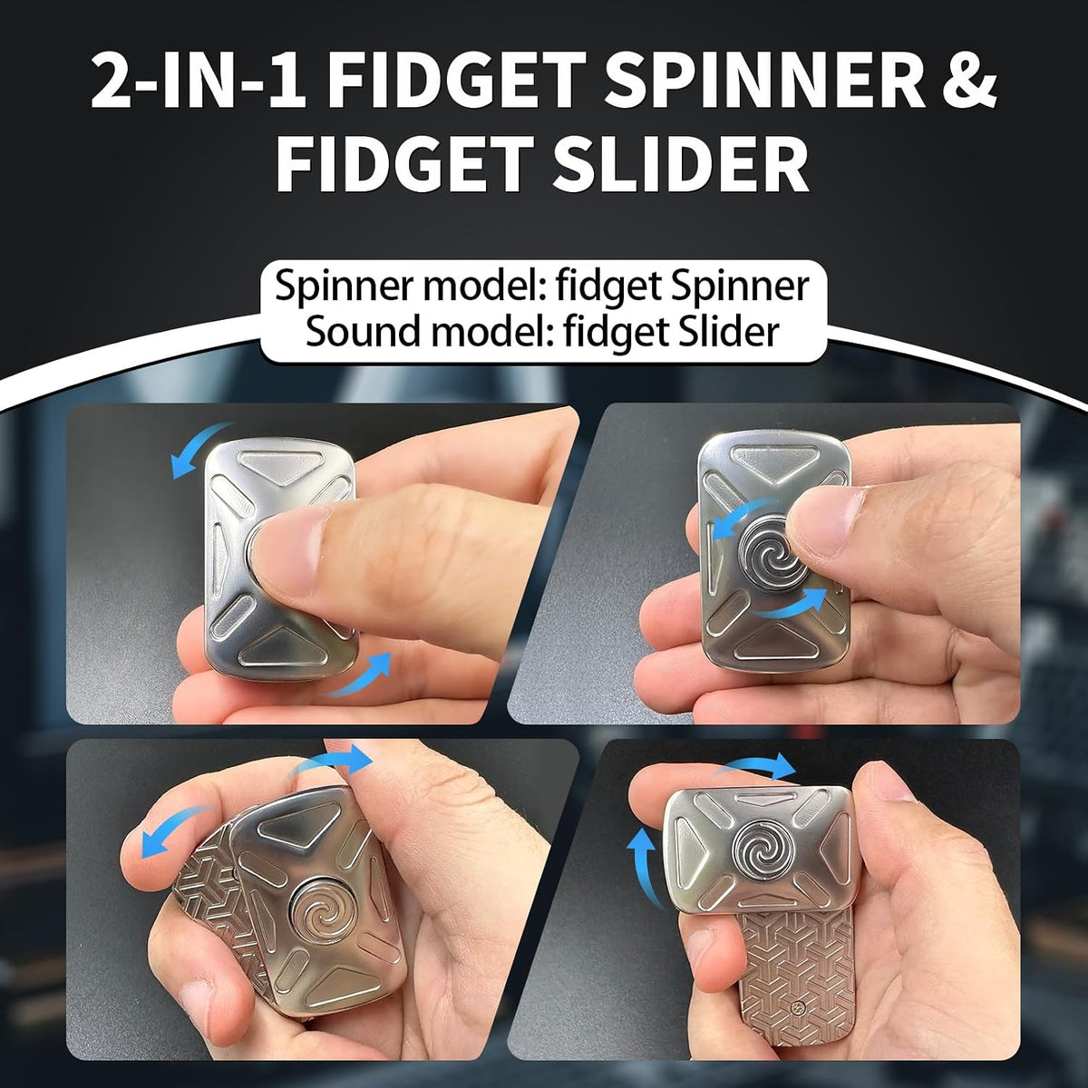 Fidget Toys Adultos, 2 en 1 metal Fidget Spinner & Fidget Slider