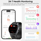 Smart Watch para Hombres y Mujeres con Correa de Airbag, Pantalla AMOLED de 1.56", Monitor de Ritmo Cardíaco y Presión Arterial, Rastreador de Oxígeno en Sangre y Sueño, Bucle de Voz, 70 Modos Deportivos Fitness Tracker