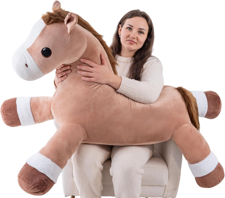 Jrystar Animales de peluche de caballo gigante, almohada de peluche...