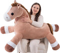 Jrystar Animales de peluche de caballo gigante, almohada de peluche...