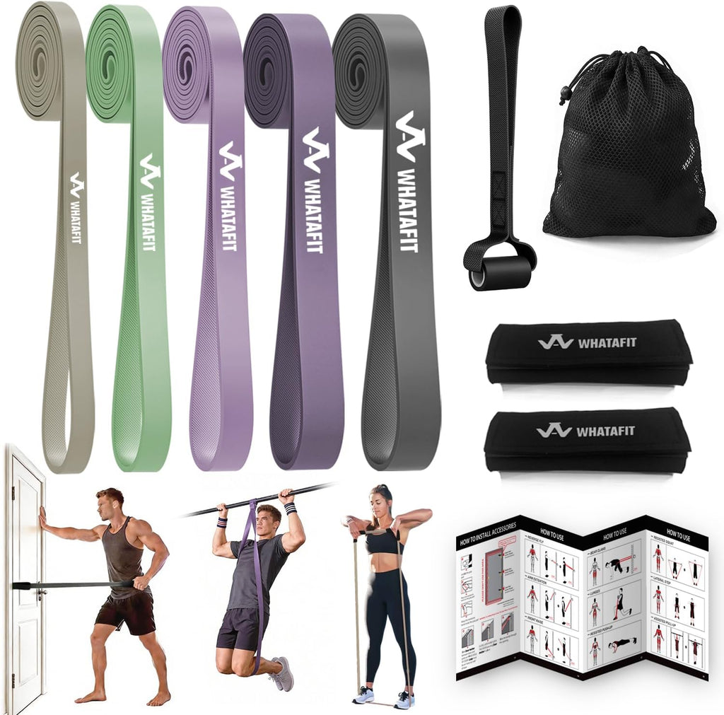WHATAFIT Resistance Bands, Bandas de Asistencia para Dominadas de 5 Niveles para Entrenamiento
