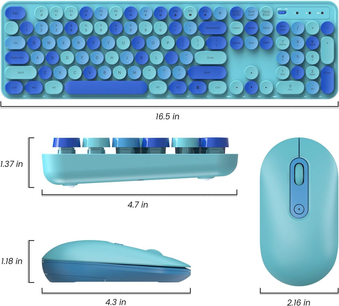 Combo de teclado y mouse inalámbricos, LIZRROT Combo de teclado y m...