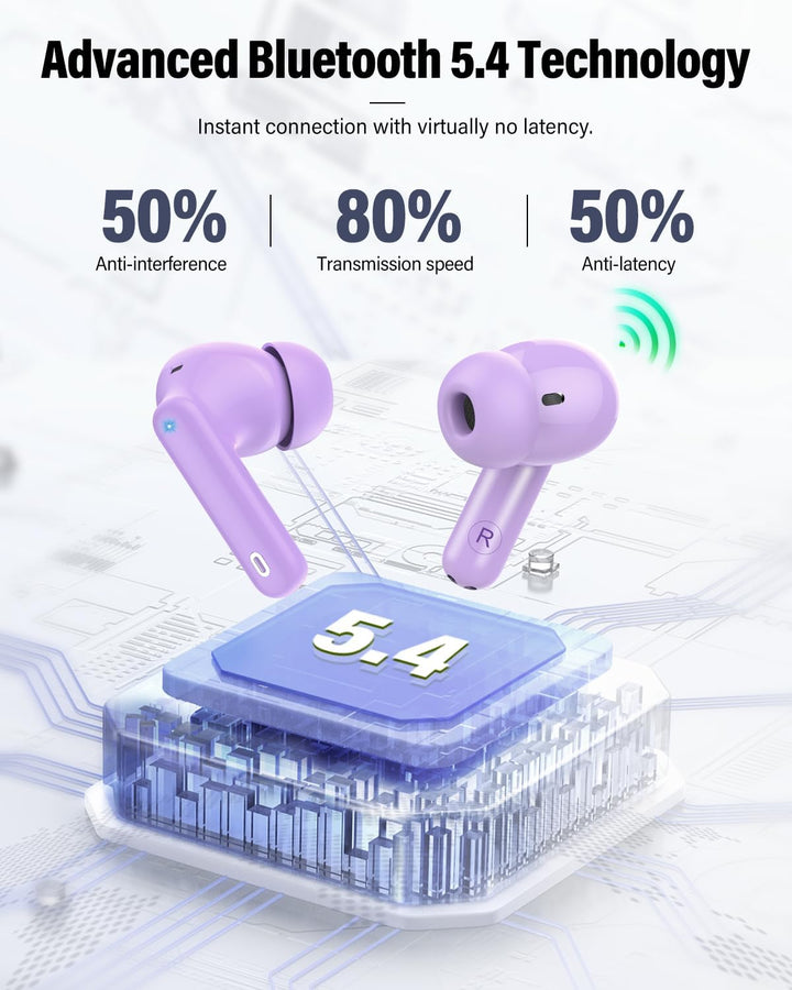 Auriculares inalámbricos, auriculares Bluetooth 5.4 con graves esté...