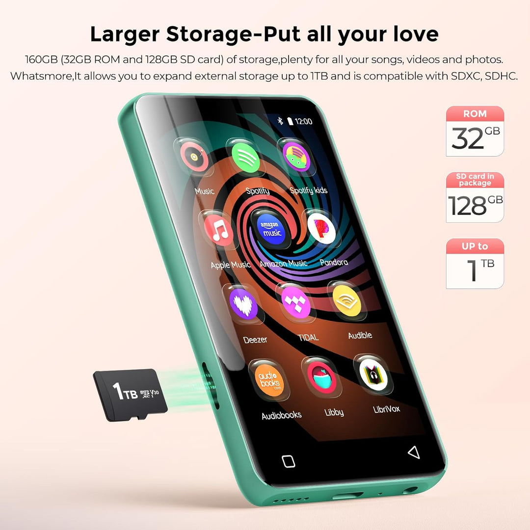 Reproductor MP3 de 160 GB con Bluetooth y WiFi, reproductor de músi...