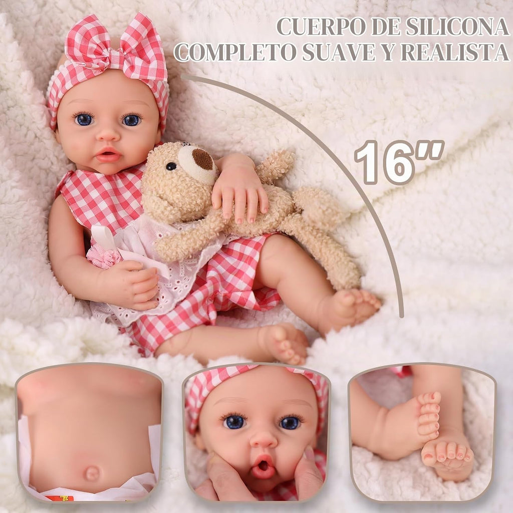 BABESIDE Muñeca de bebé de silicona de cuerpo completo de 16 pulgadas, niña