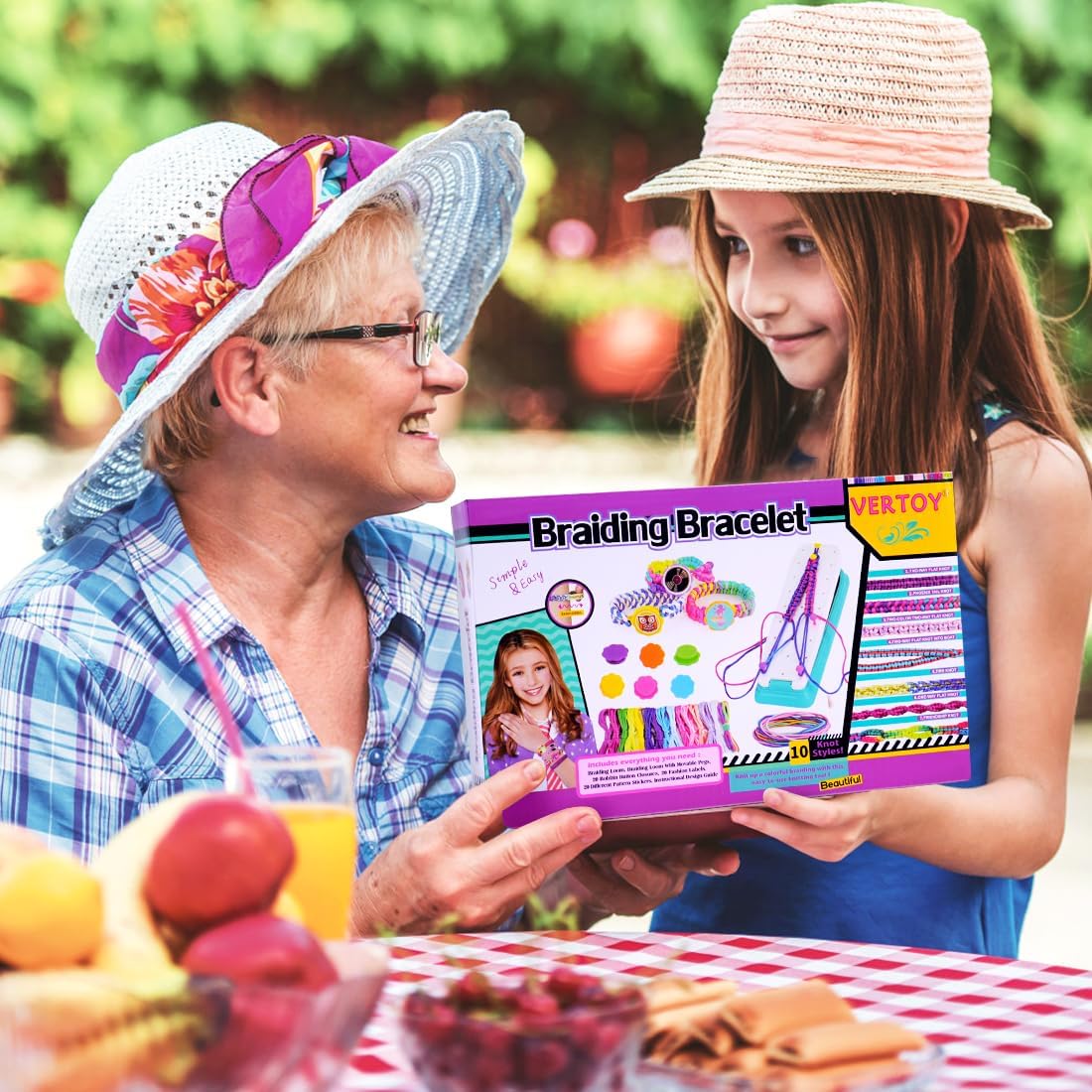 VERTOY Kit de fabricación de pulseras de la amistad para niñas, juguetes geniales de artes y manualidades para 6, 7, 8, 9, 10, 11, 12 años, cuerda de pulsera y actividad gratificante, el mejor regalo