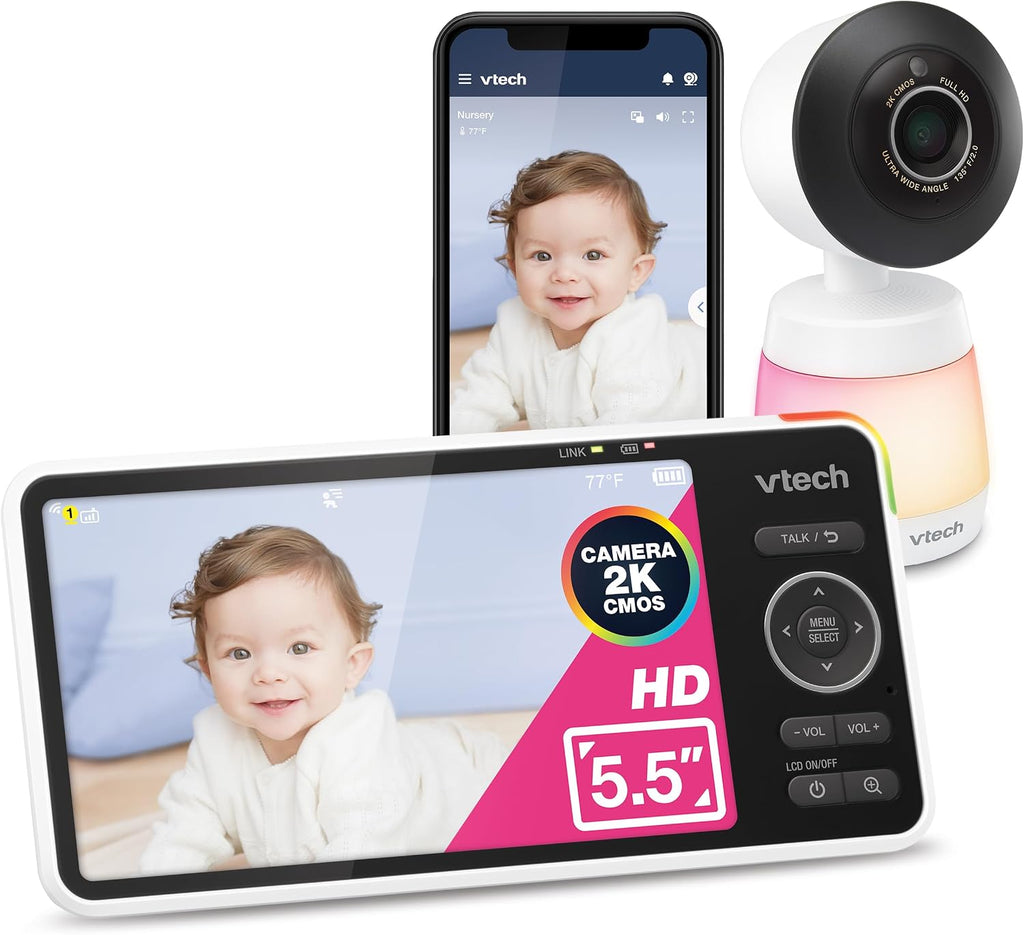 VTech Smart WiFi Video Baby Monitor, pantalla HD de 5.5 pulgadas: Smart HD