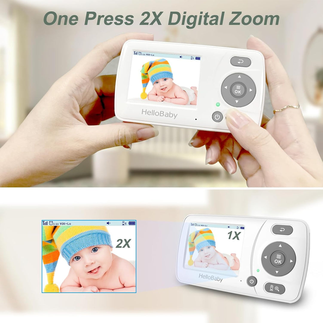 HelloBaby Monitor con 2 cámaras, pantalla de viaje portátil de 2.4...