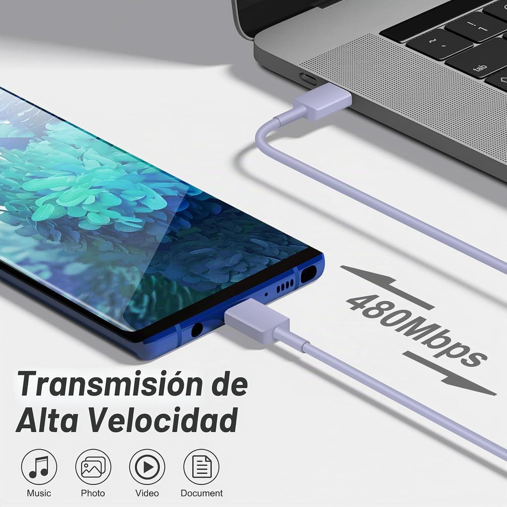 Cargador USB C tipo C cargador de carga rápida 10FT 45W Samsung
