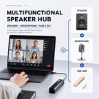 Altavoz de conferencia para PC y portátil, altavoz Bluetooth con reducción de ruido AI, captación de voz de 360°, USB-C Plug and Play, compatible con Zoom, Microsoft Teams, Skype y Webex