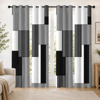 Cortinas opacas de 4 paneles, cortinas geométricas modernas para