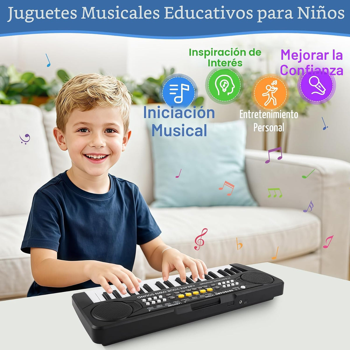 Juguetes Piano Teclado - 37 teclas Pianos Juguete musical con micrófono para niño y niña