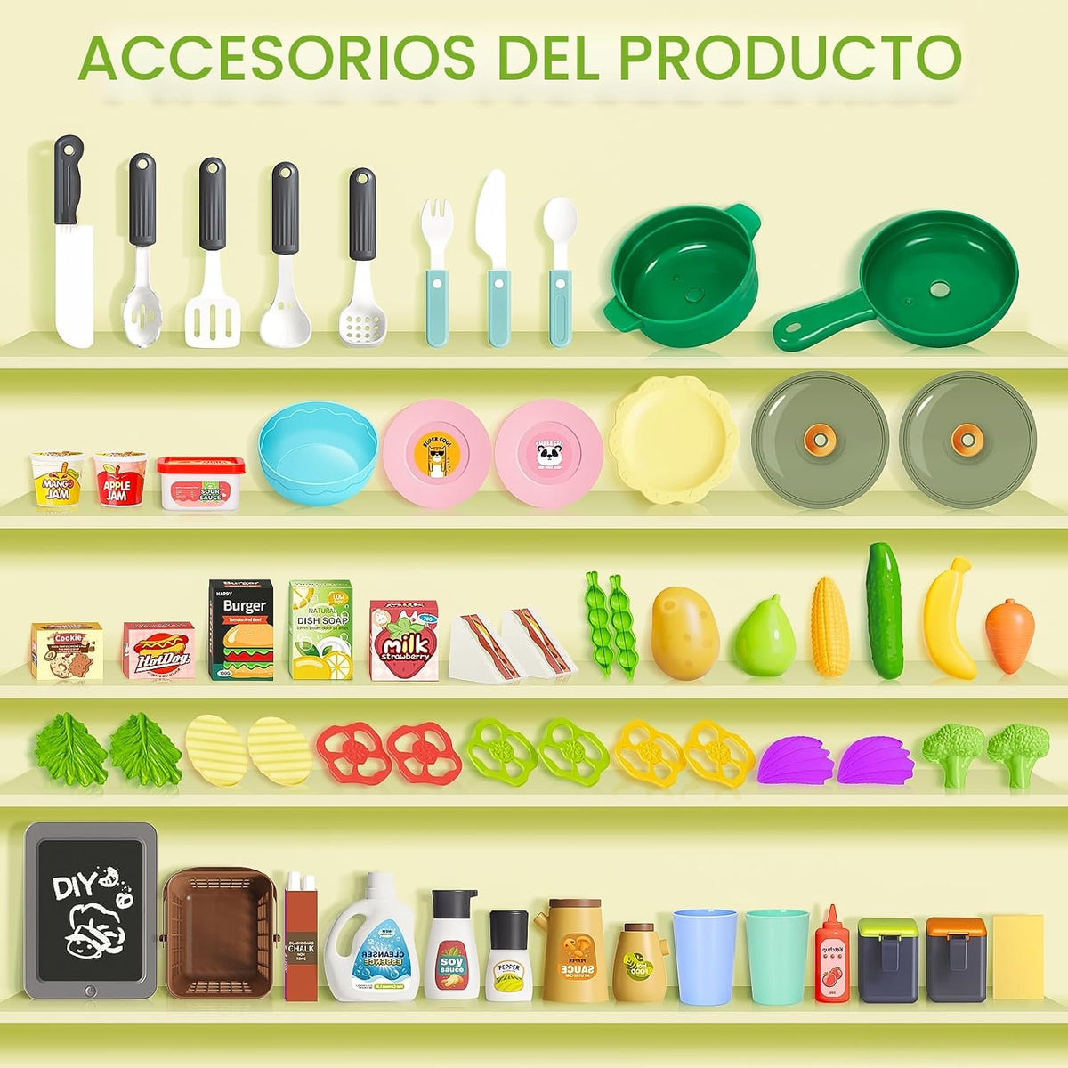 Juego de cocina para niños, juego de cocina para niños pequeños con sonido y luz, estufa de cocina con vapor, fregadero de juegos, juguete de comida y accesorios de cocina, juguete de cocina para niños y niñas (31.5 x 22 x 8.6 pulgadas)