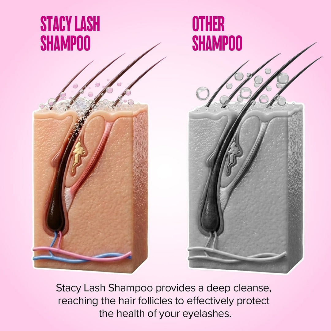 STACY LASH Kit de champú para pestañas, limpiador espumoso con carr...
