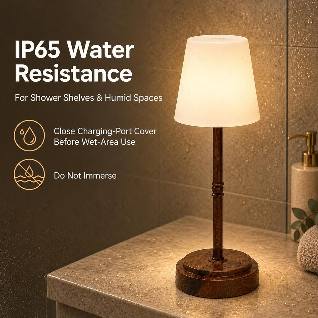 Lámpara Lámpara de mesa LED inalámbrica recargable, lámpara de ducha IP65