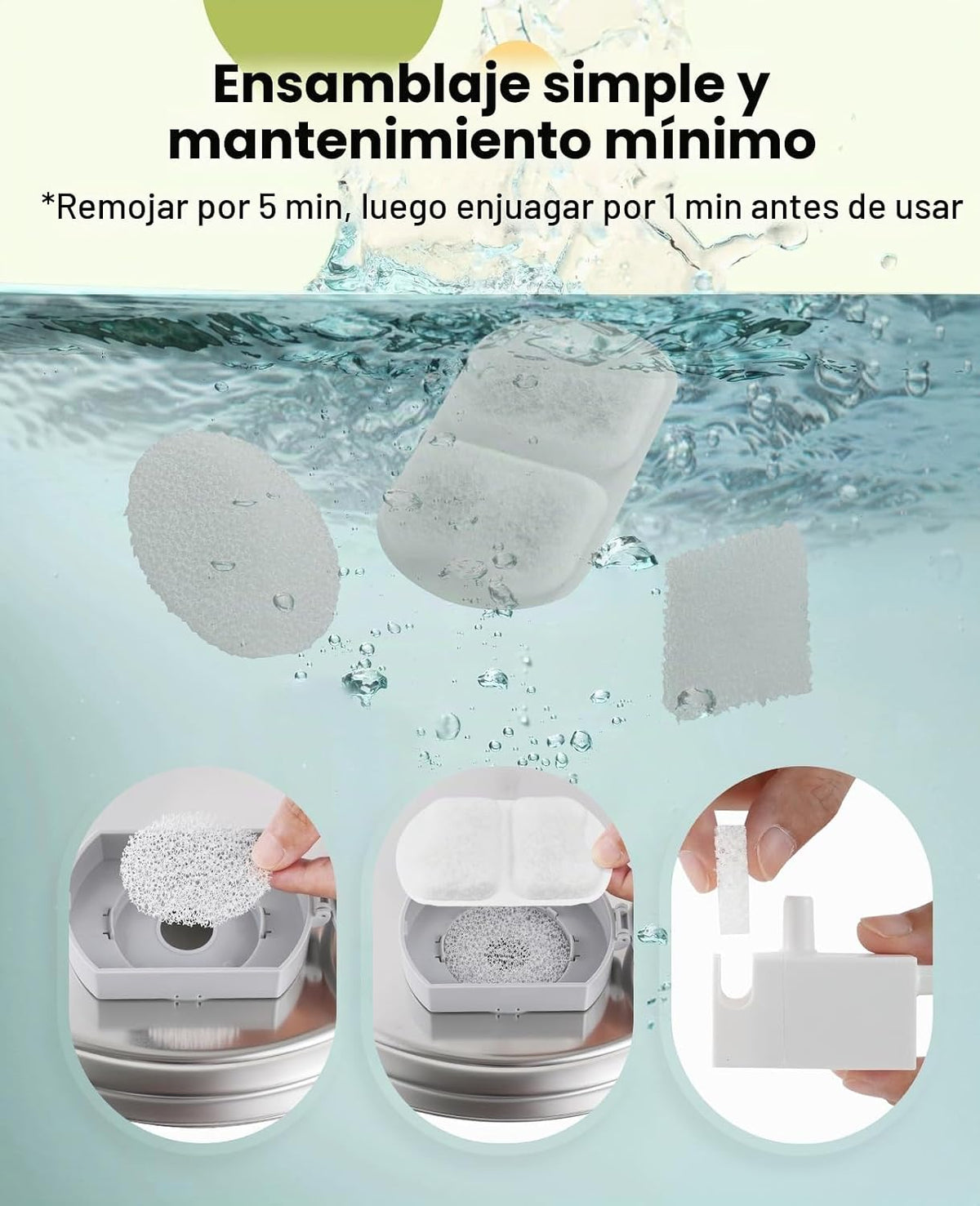 oneisall Juego de 8 Filtros de Repuesto para PWF-002 Fuente de Agua para Perros de 7L