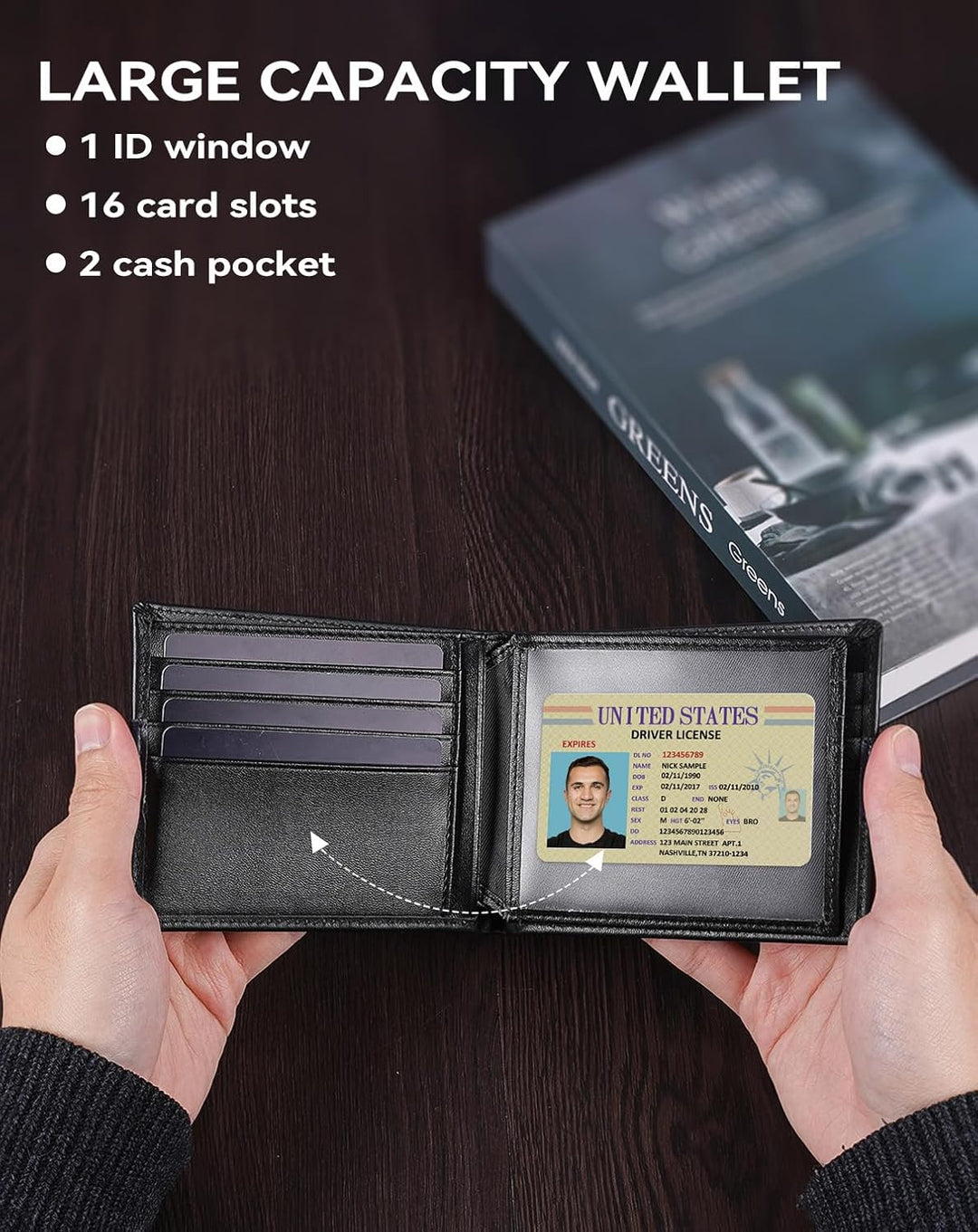 Swallowmall Cartera RFID de cuero genuino para hombre, billetera pl...
