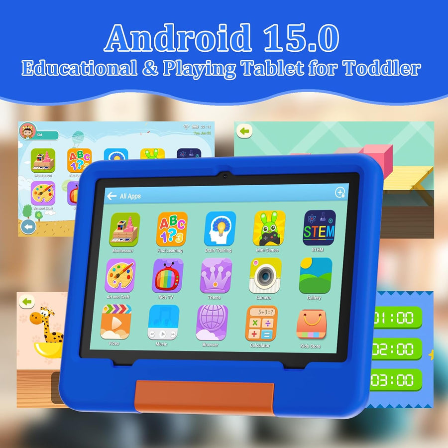 PEICHENG Tablet para niños con funda protectora EVA, Android 15.0 P...