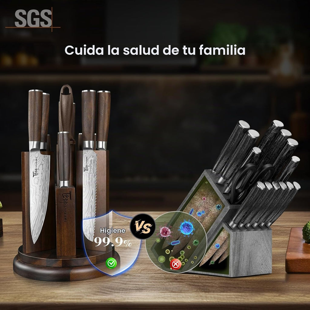 Juego de 14 cuchillos de cocina con bloque magnético, nuevo para 2026