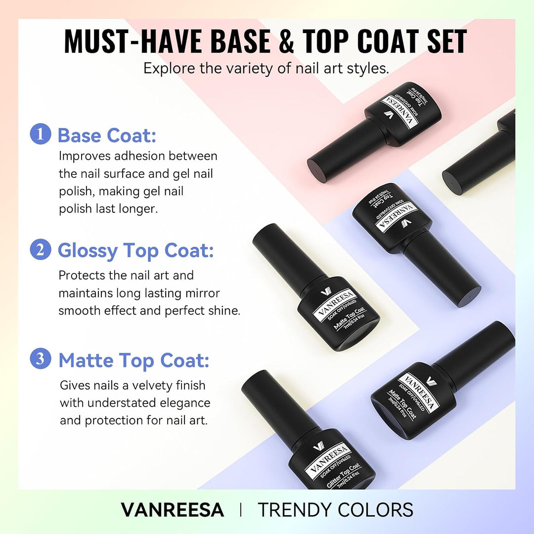 Vanreesa - Juego de 24 esmaltes de uñas de gel, 21 colores, kit de...