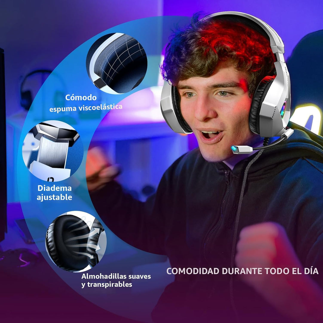 Ozeino - Audífonos para juegos para PC, PS4, PS5, auriculares Xbox...