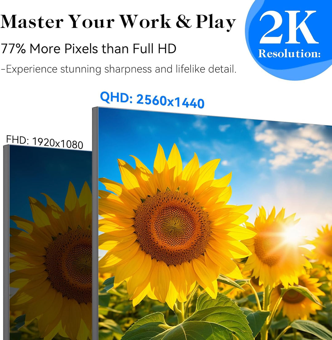 Pisichen Monitor de pantalla táctil 27" 2K 100Hz Monitor de jue...