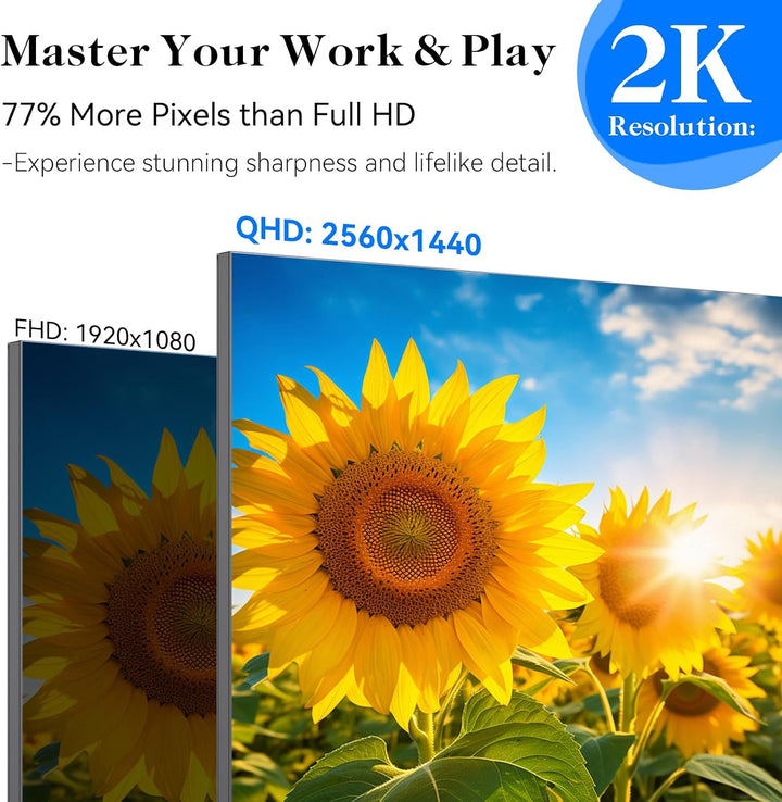 Pisichen Monitor de pantalla táctil 27" 2K 100Hz Monitor de jue...