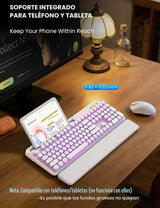 Teclado y mouse inalámbricos, máquina de escribir retroiluminada co...